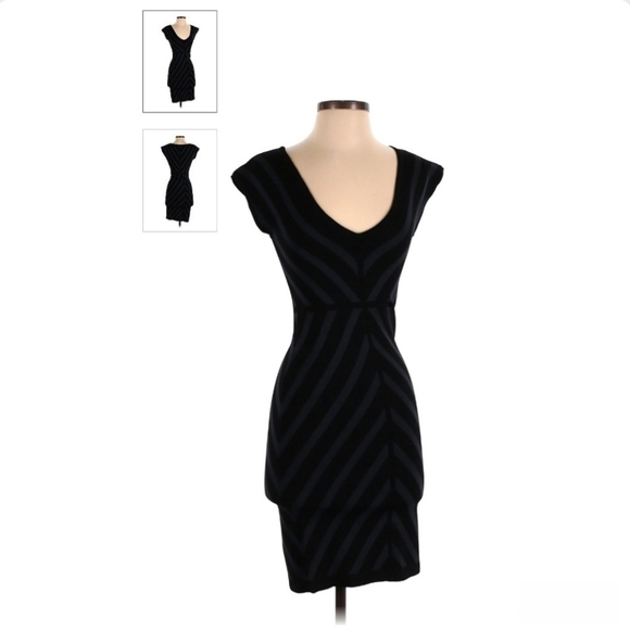 Max Studio Black Chevron Wrap Dress - Size S - Picture 2 of 9